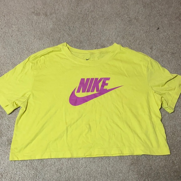 neon nike crop top
